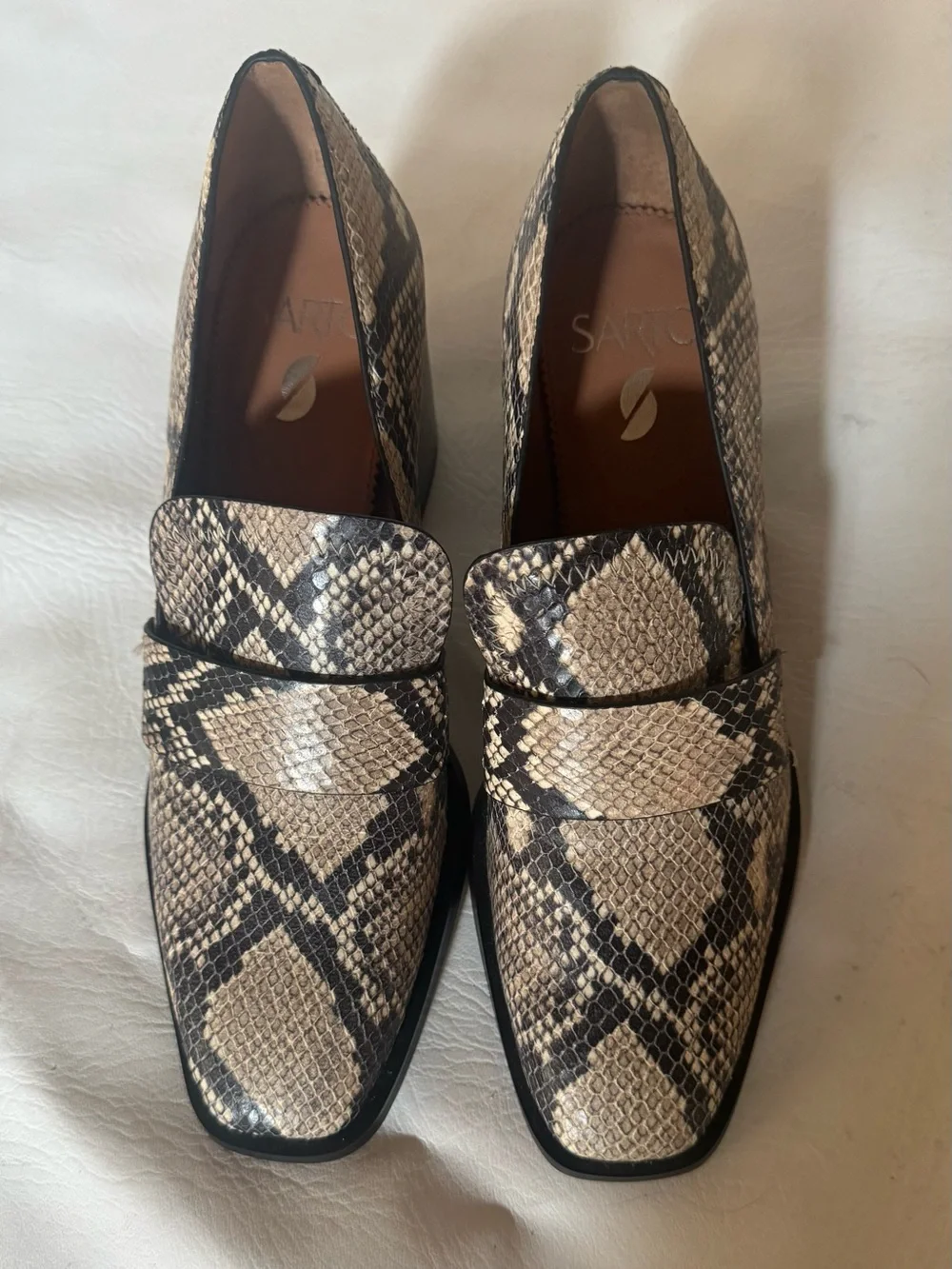 Sarto Python Heeled Loafers